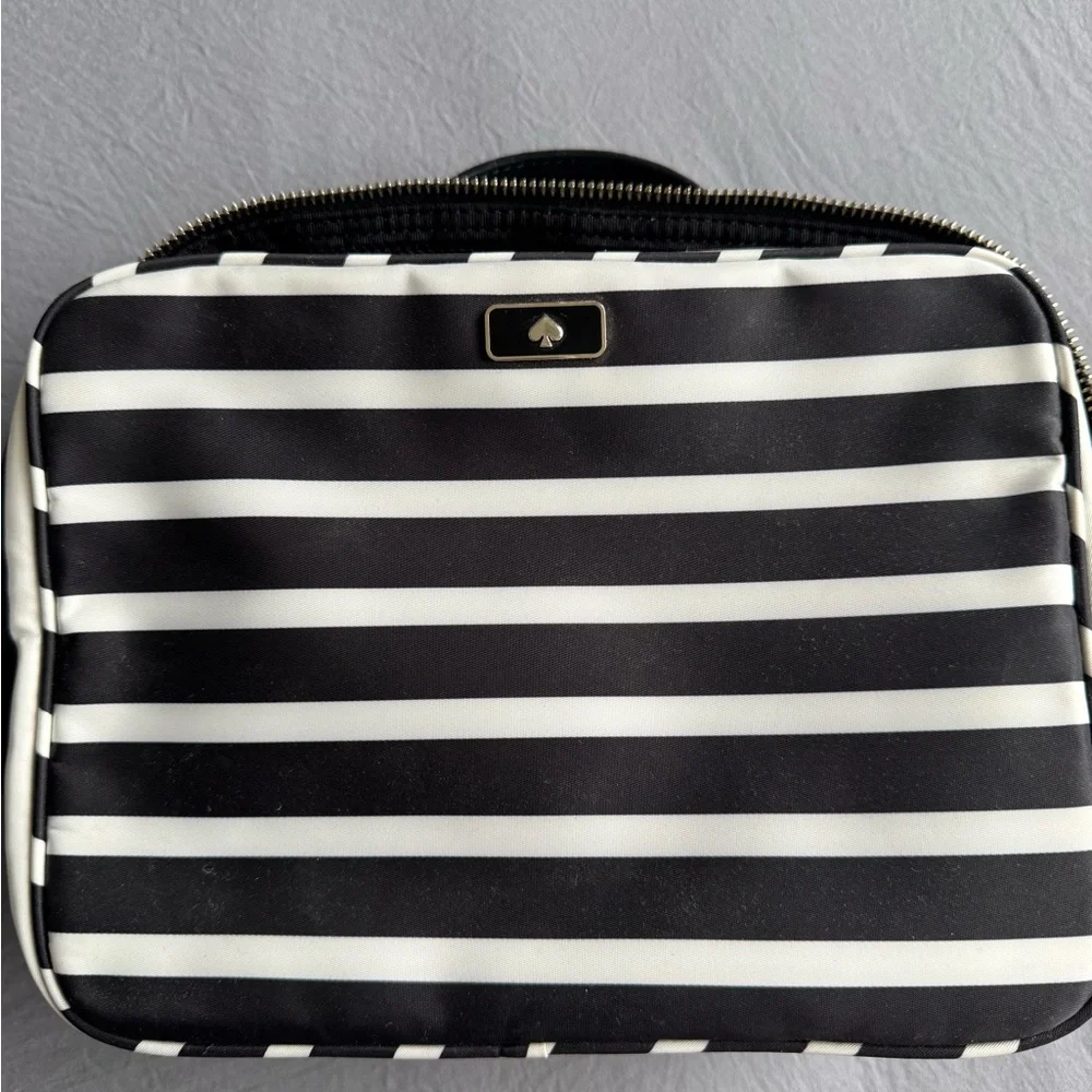 kate spade Black and White Striped Travel Cosmetic Pouch